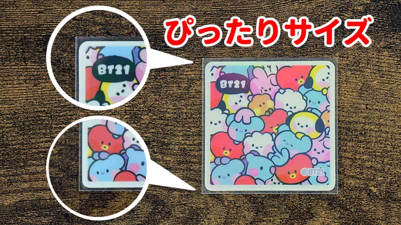 BT21 ばかうけ甘辛チキン風味　スリーブ　ぴったり　サイズ